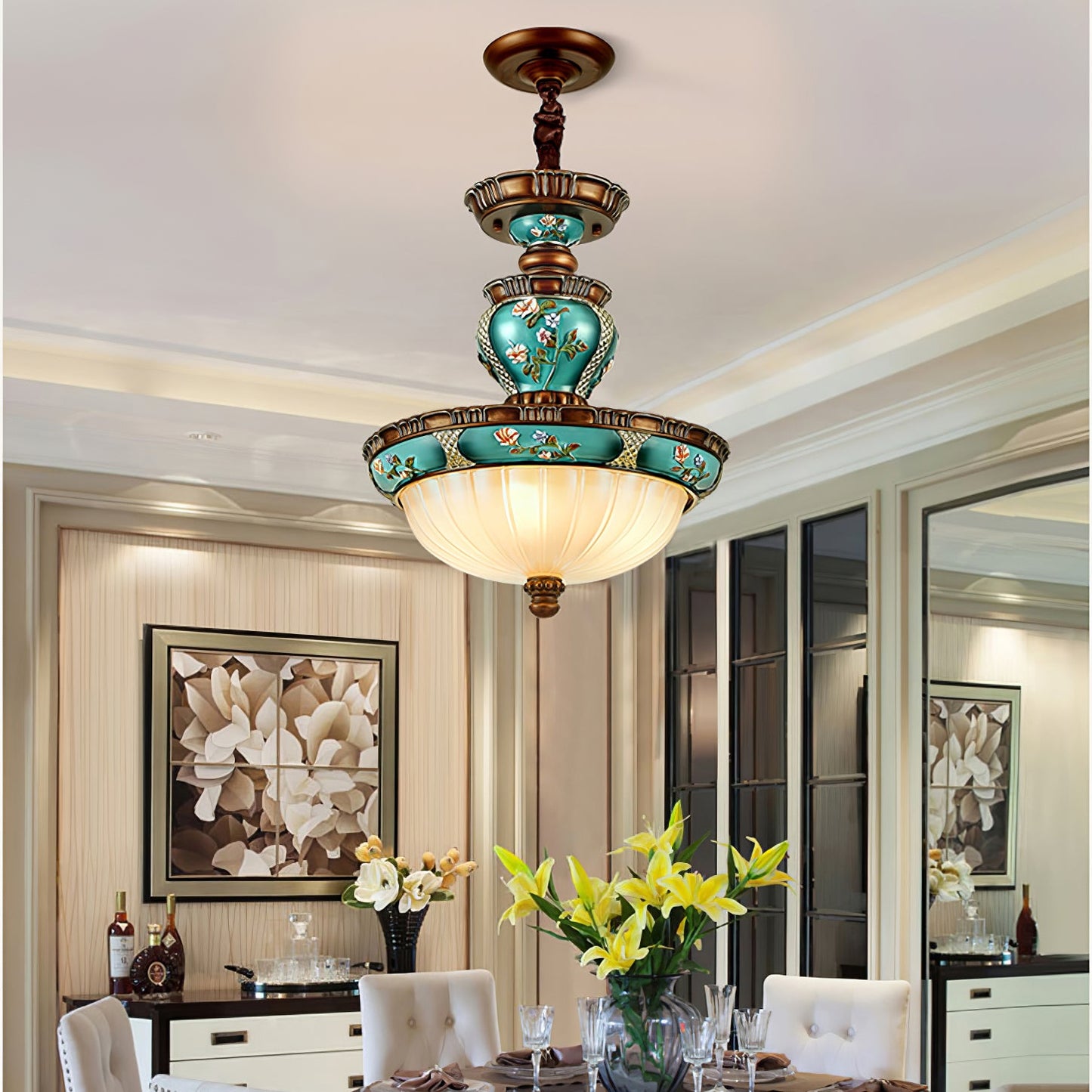 Retro Floral Pendant Light Fixture