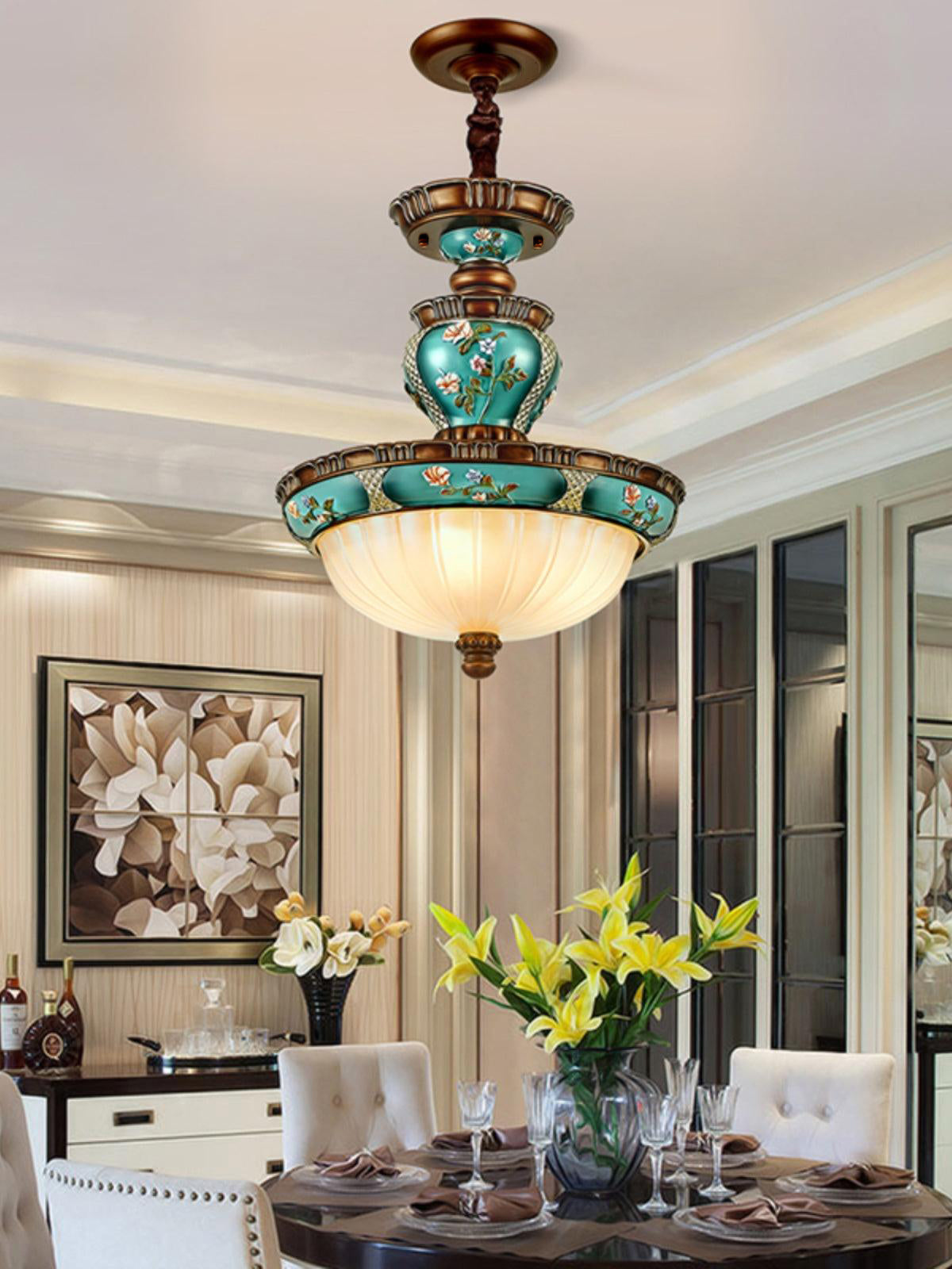 Retro Floral Pendant Light Fixture