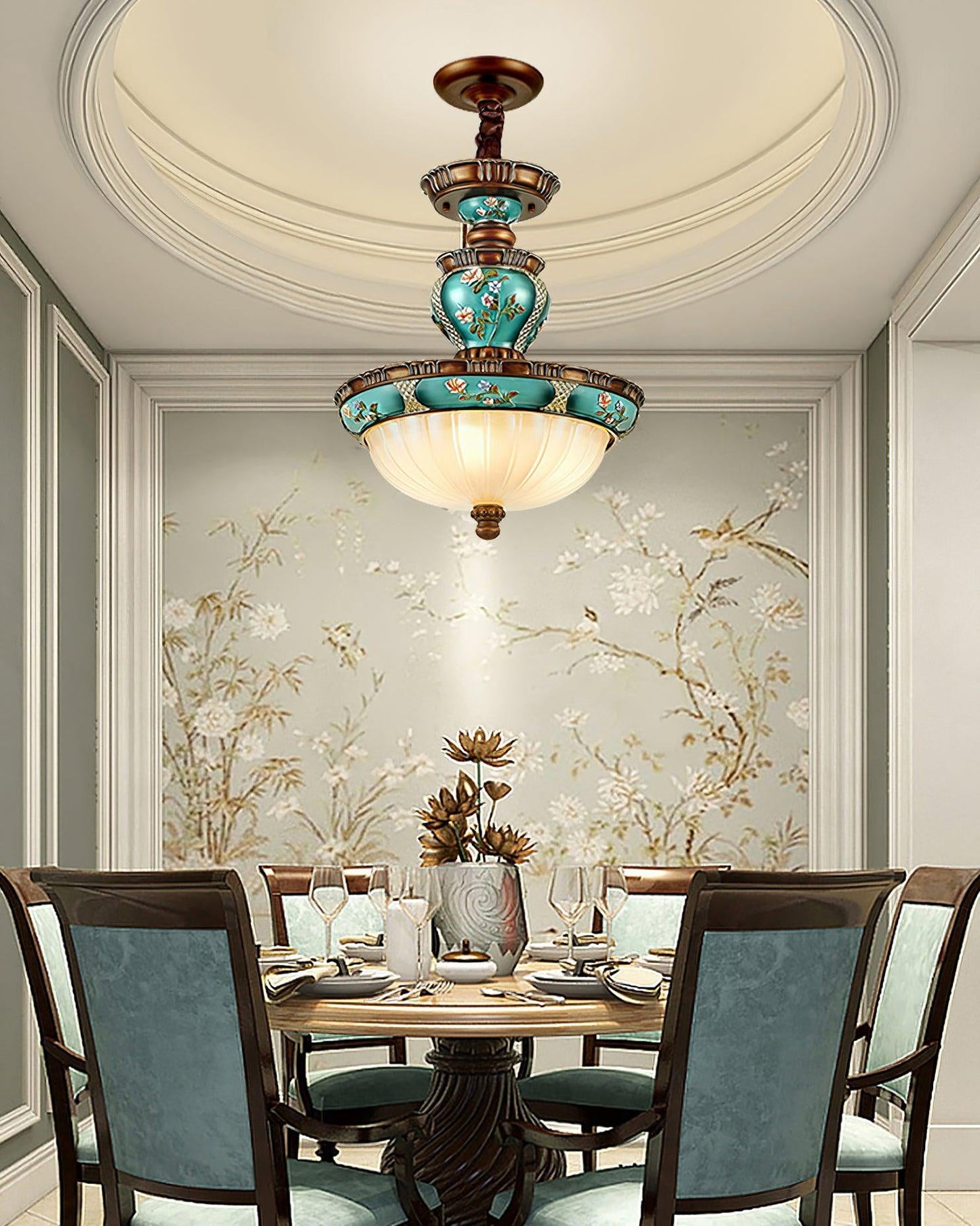 Retro Floral Pendant Light Fixture