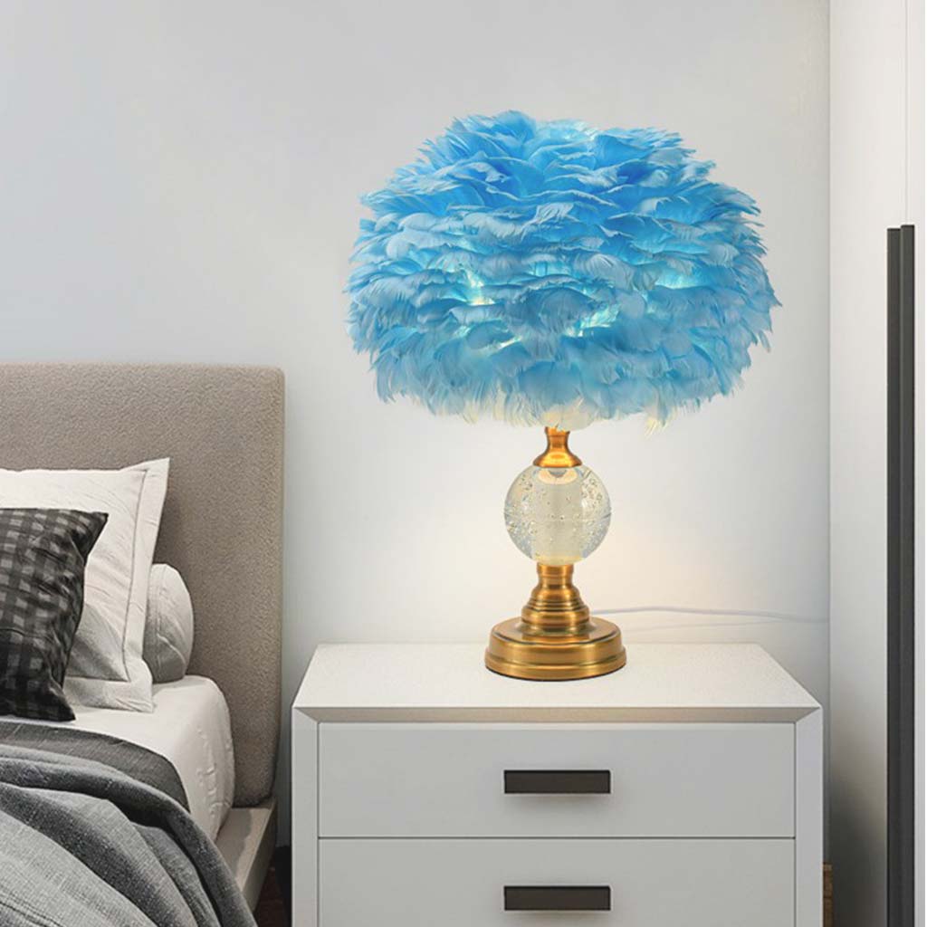 Feather Table Lamp Romantic Crystal