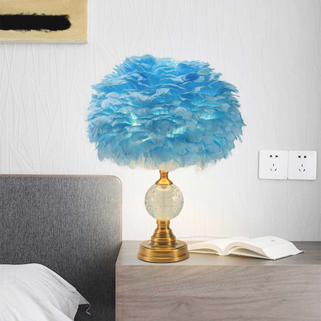 Feather Table Lamp Romantic Crystal