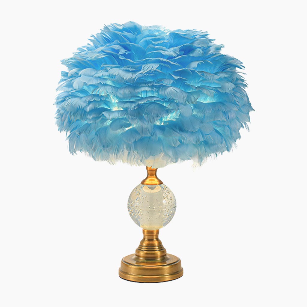 Feather Table Lamp Romantic Crystal