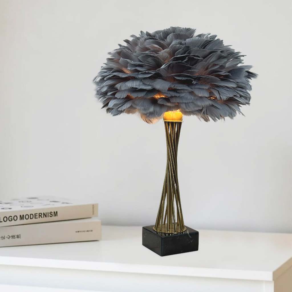 Feather Table Lamp Romantic Trophy for Bedroom