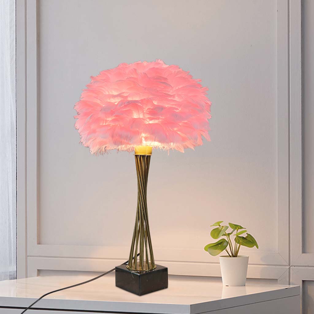 Feather Table Lamp Romantic Trophy for Bedroom