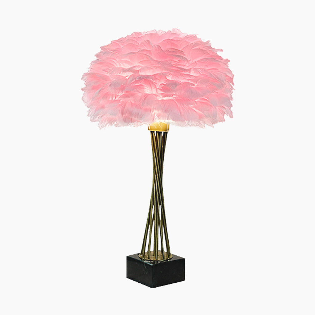 Feather Table Lamp Romantic Trophy for Bedroom