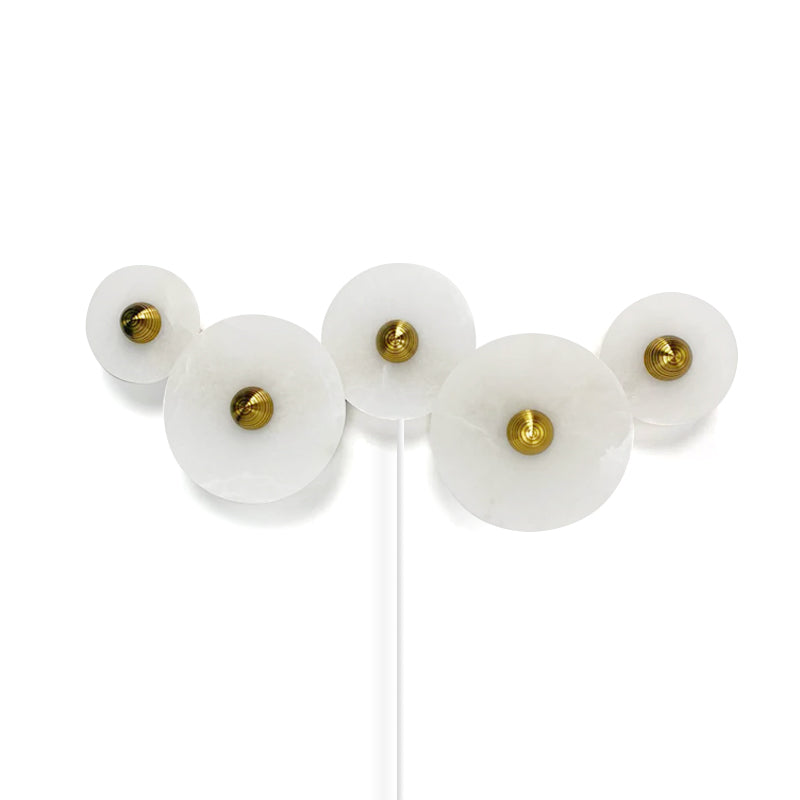 Round Alabaster Combination Plug In Wall Lamp