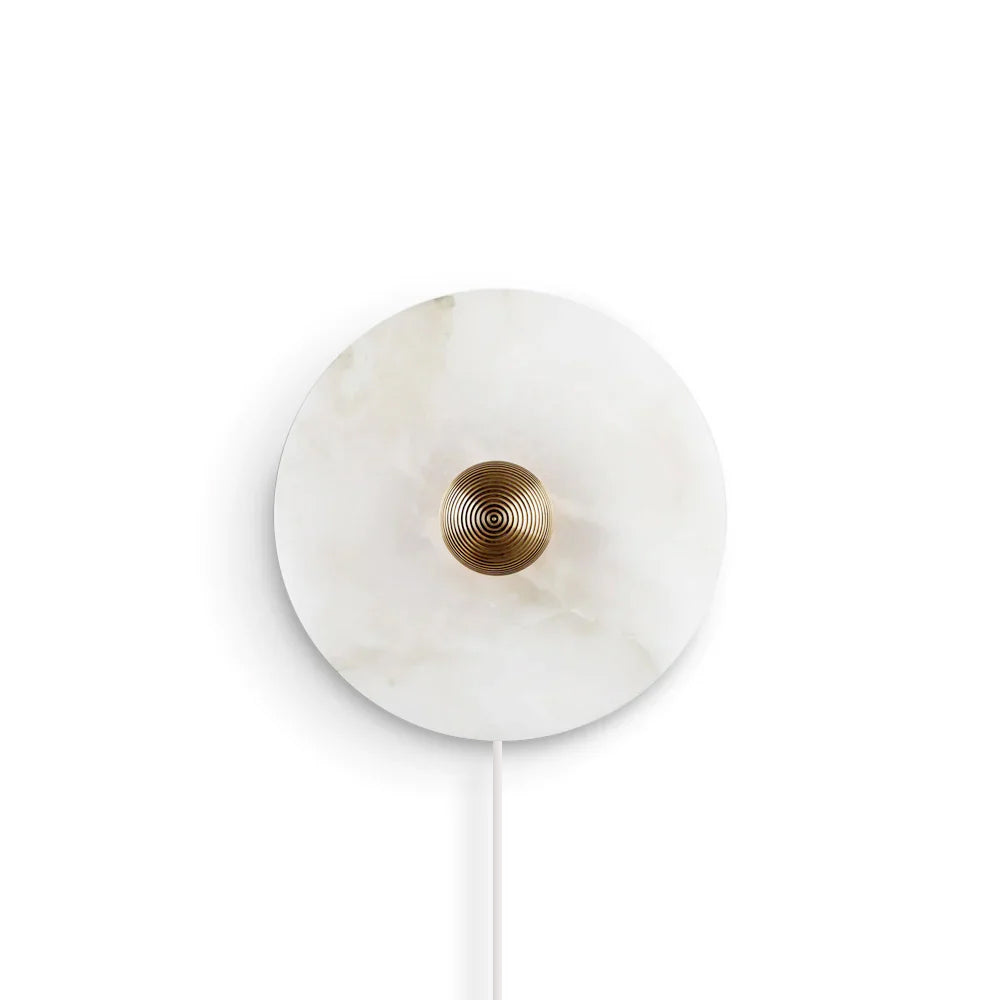Round Alabaster Plug In Wall Lamp