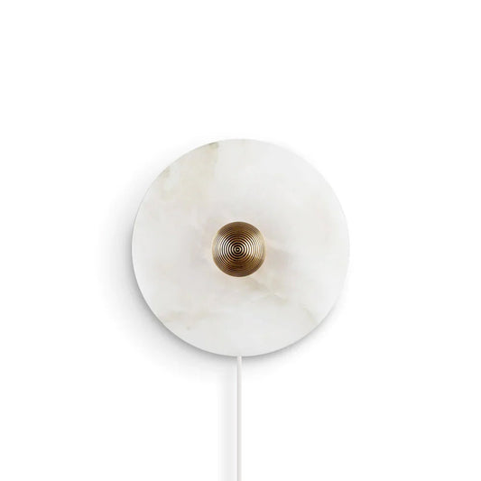 Round Alabaster Plug In Wall Lamp