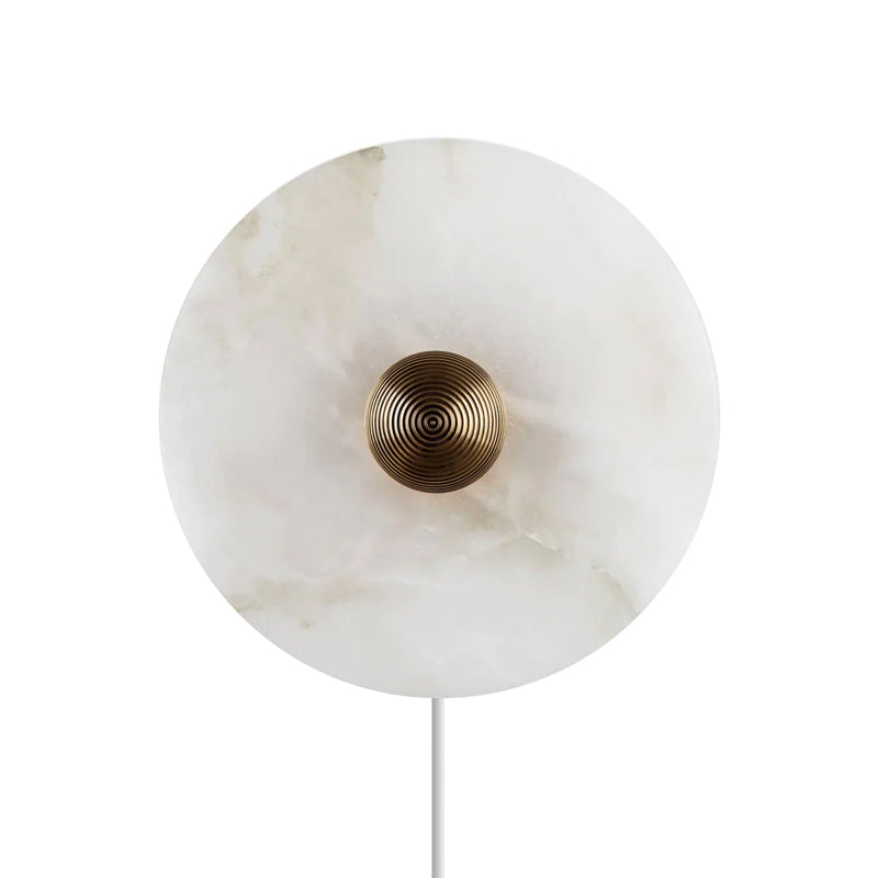 Round Alabaster Plug In Wall Lamp