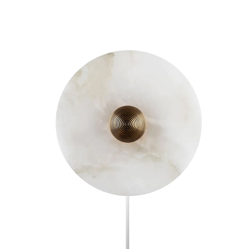 Round Alabaster Plug In Wall Lamp