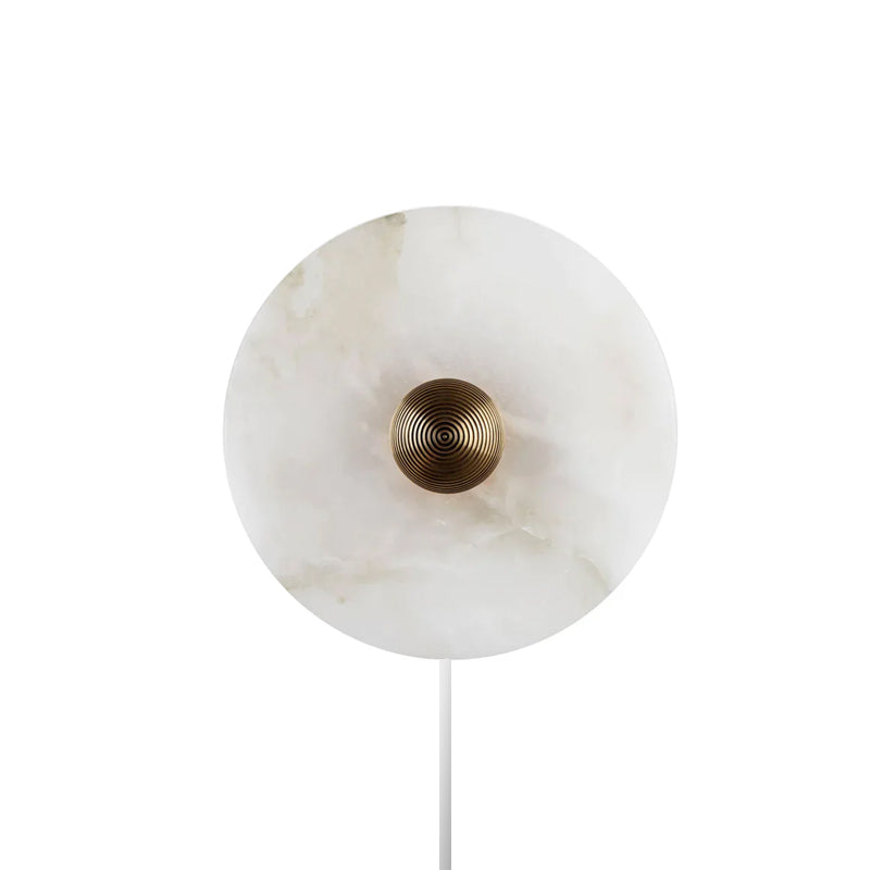 Round Alabaster Plug In Wall Lamp