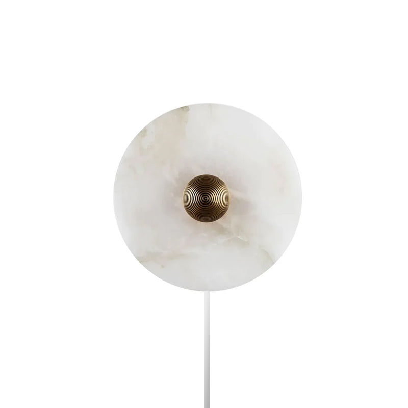 Round Alabaster Plug In Wall Lamp