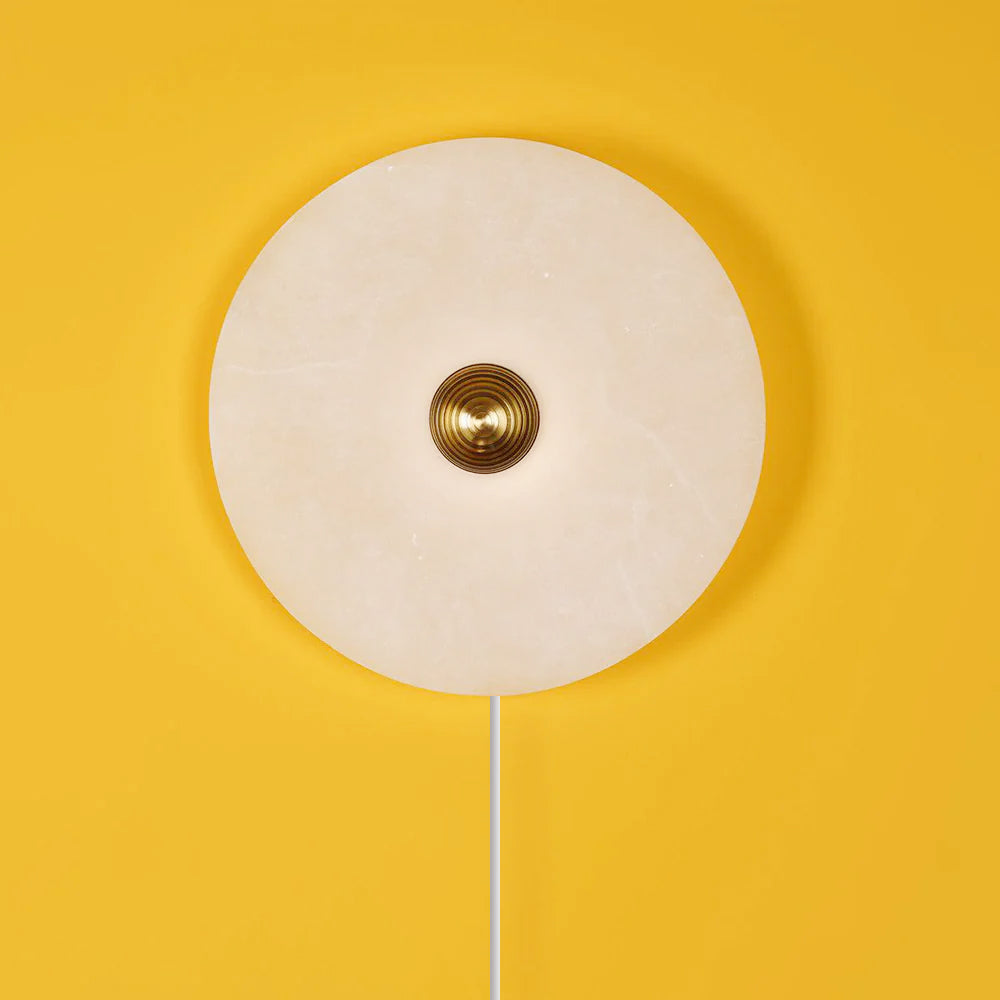 Round Alabaster Plug In Wall Lamp