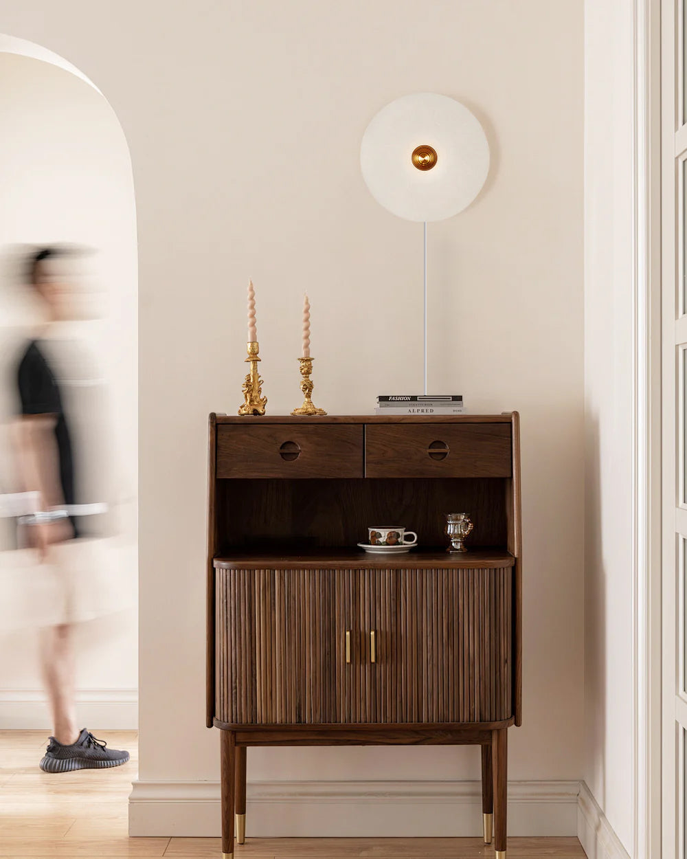 Round Alabaster Plug In Wall Lamp