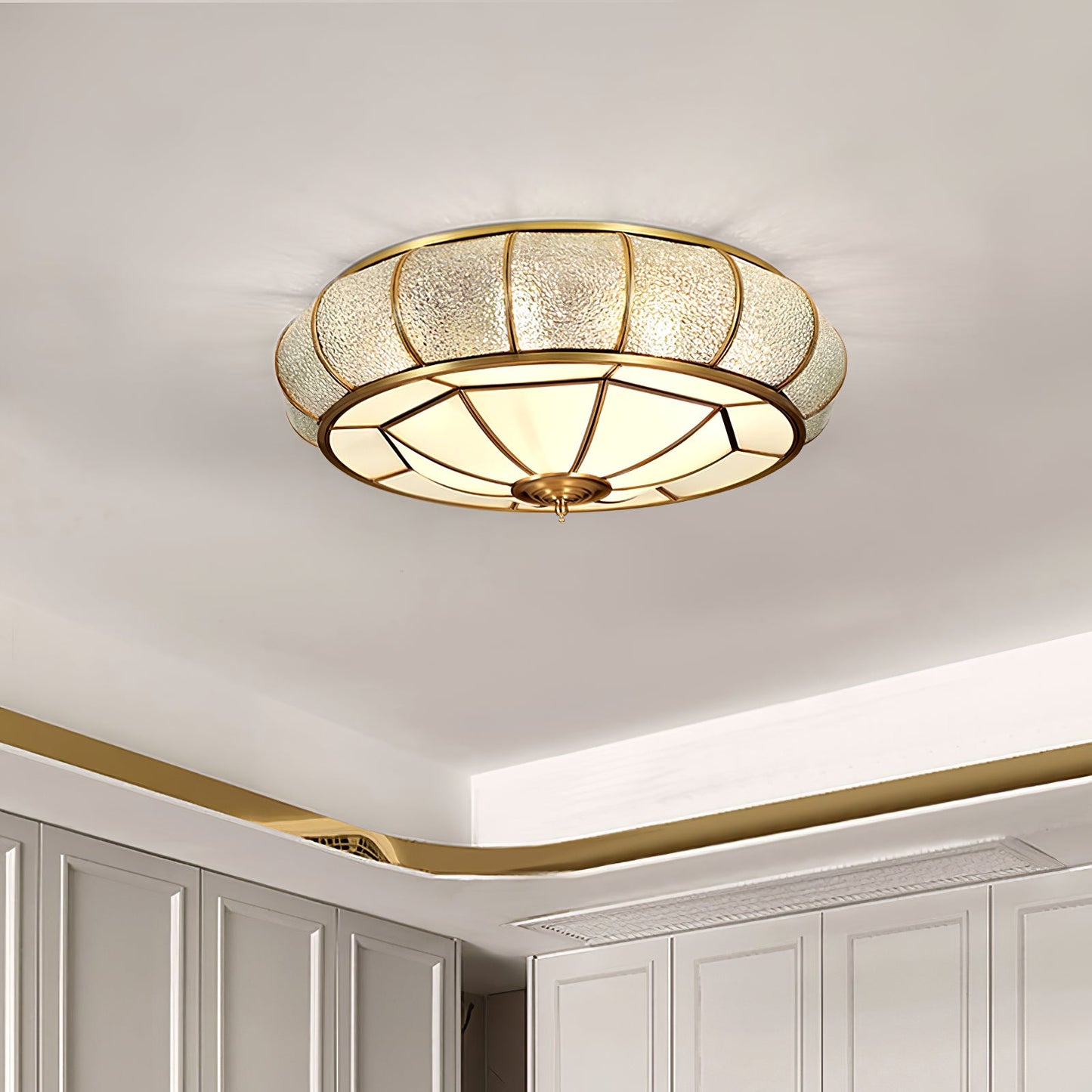Round Textured Glass Ceiling Lamp