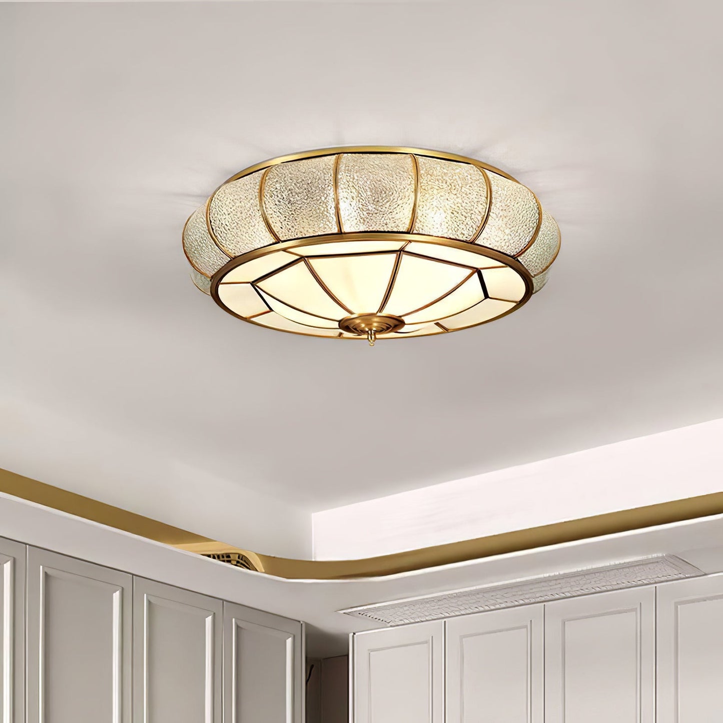 Round Textured Glass Ceiling Lamp