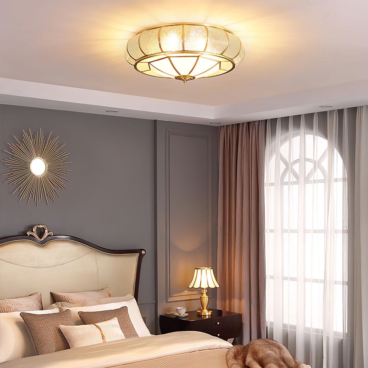 Round Textured Glass Ceiling Lamp