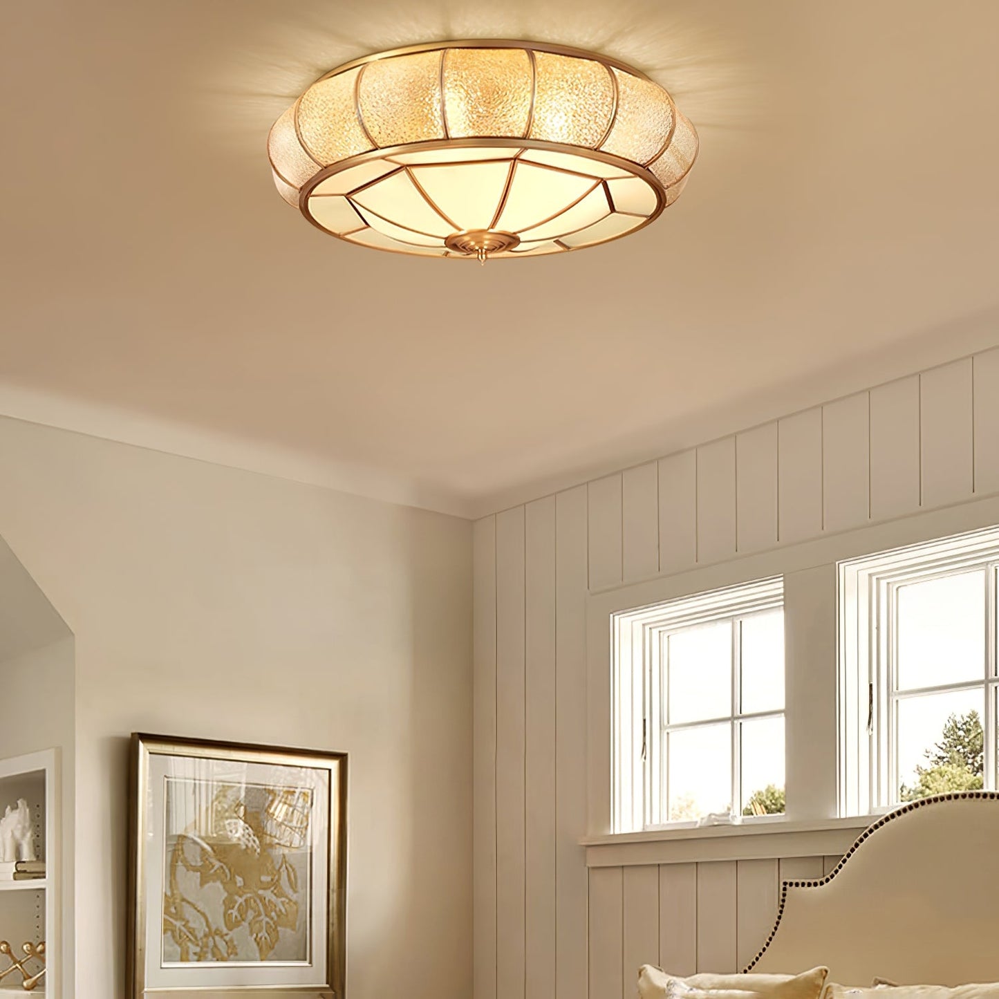 Round Textured Glass Ceiling Lamp