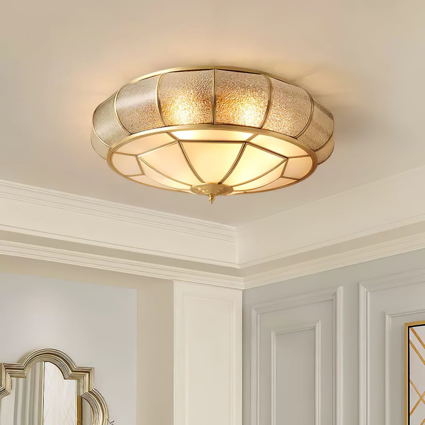 Round Textured Glass Ceiling Lamp