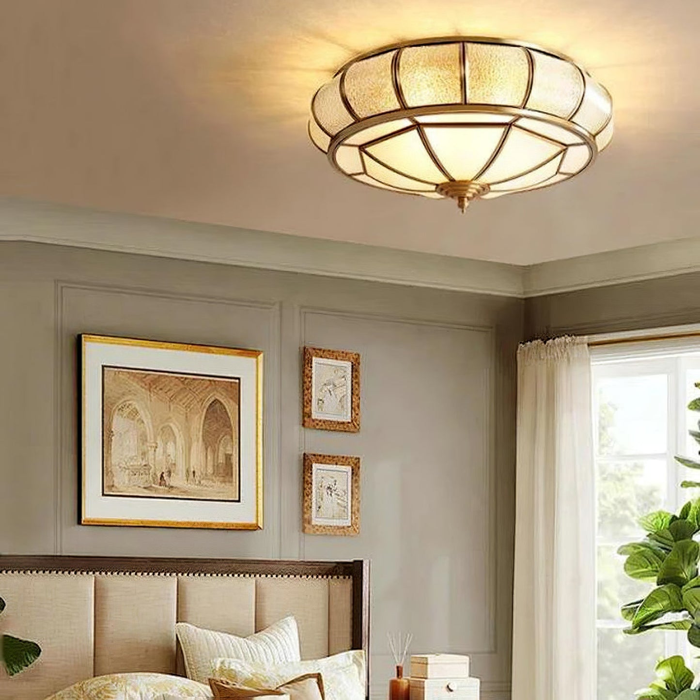 Round Textured Glass Ceiling Lamp