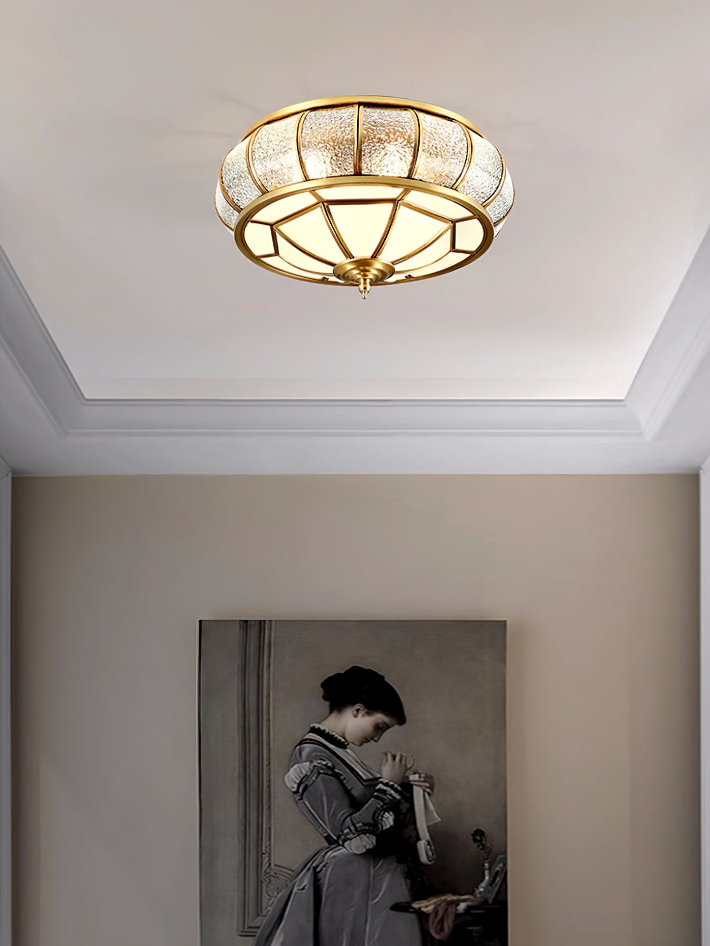 Round Textured Glass Ceiling Lamp