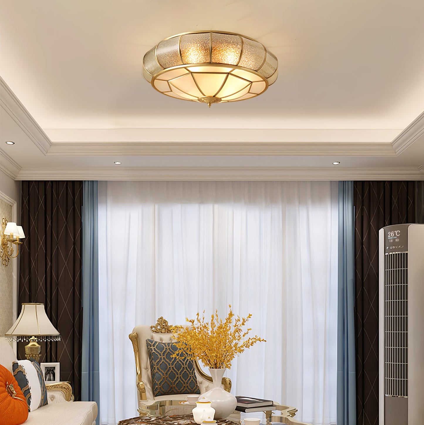 Round Textured Glass Ceiling Lamp