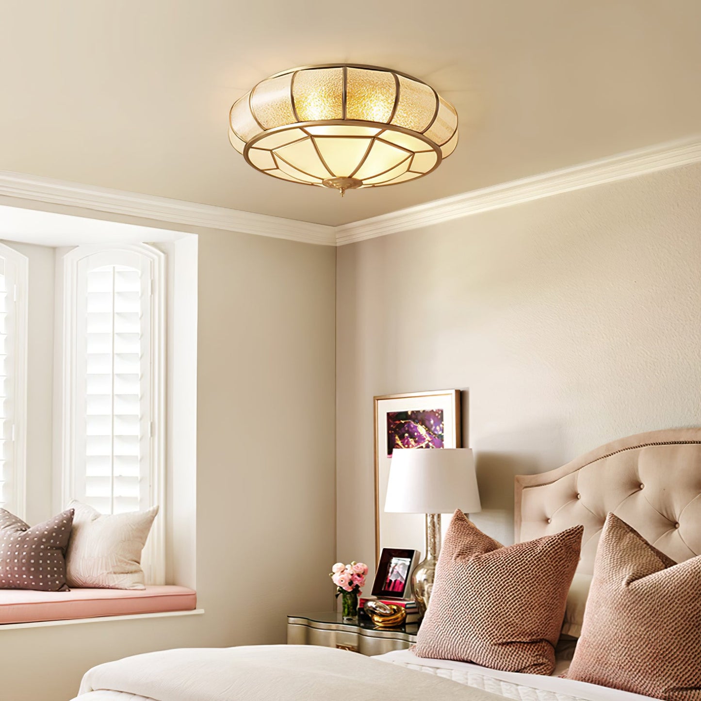 Round Textured Glass Ceiling Lamp