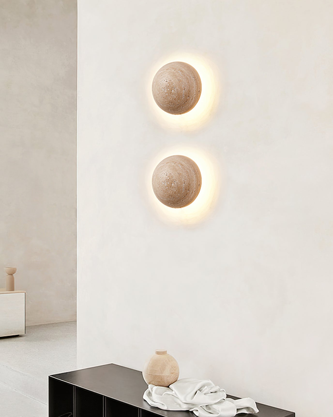 Round Travertine Wall Lamp