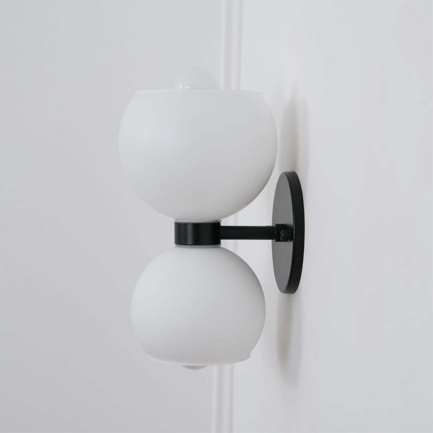 Round White Glass Bedroom Wall Lamp