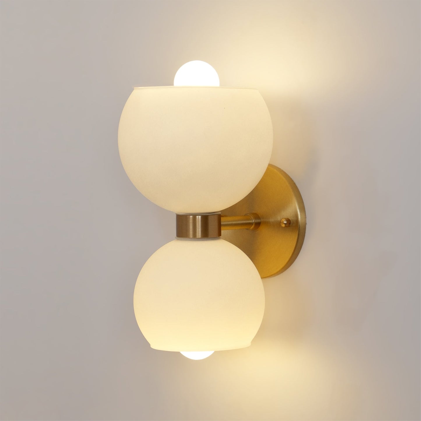 Round White Glass Bedroom Wall Lamp