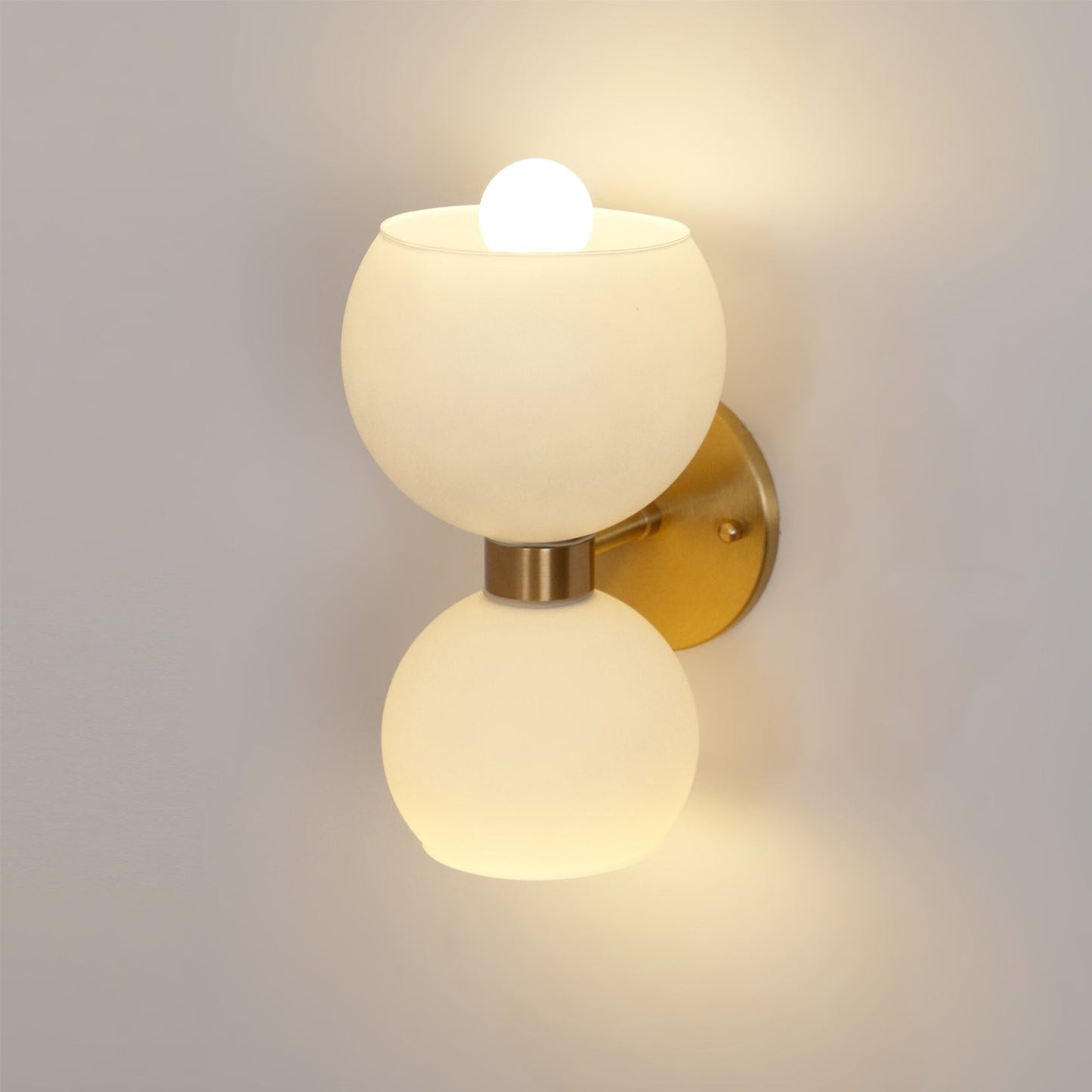 Round White Glass Bedroom Wall Lamp