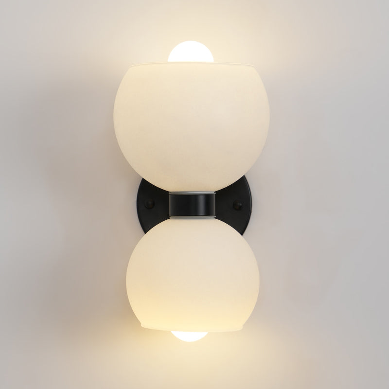 Round White Glass Bedroom Wall Lamp
