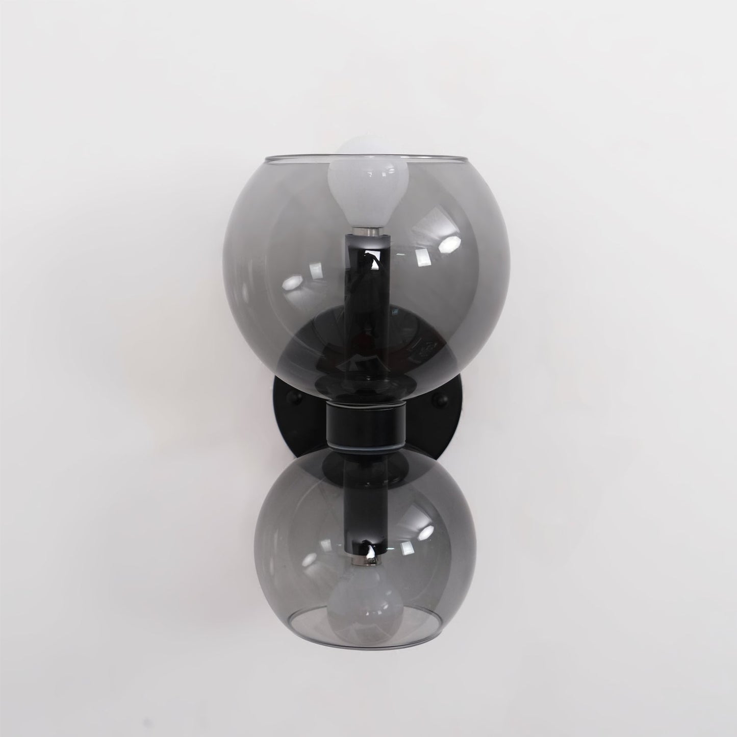 Round White Glass Bedroom Wall Lamp