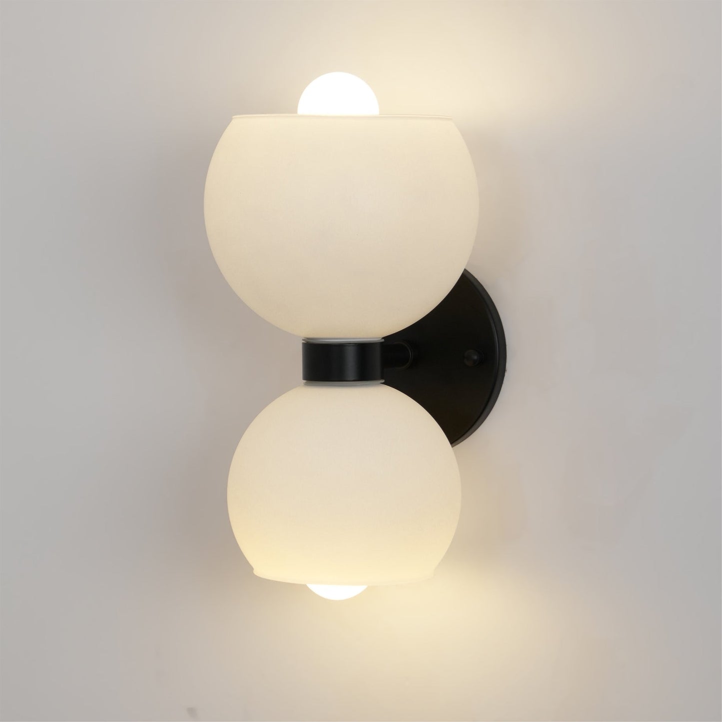 Round White Glass Bedroom Wall Lamp