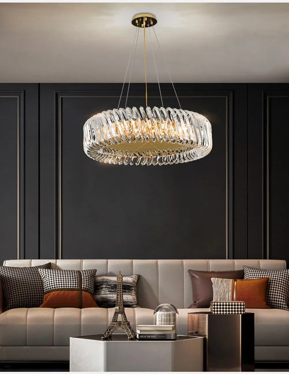 Kolia Art Deco Crystal Glass LED Dimmable Ceiling Chandelier