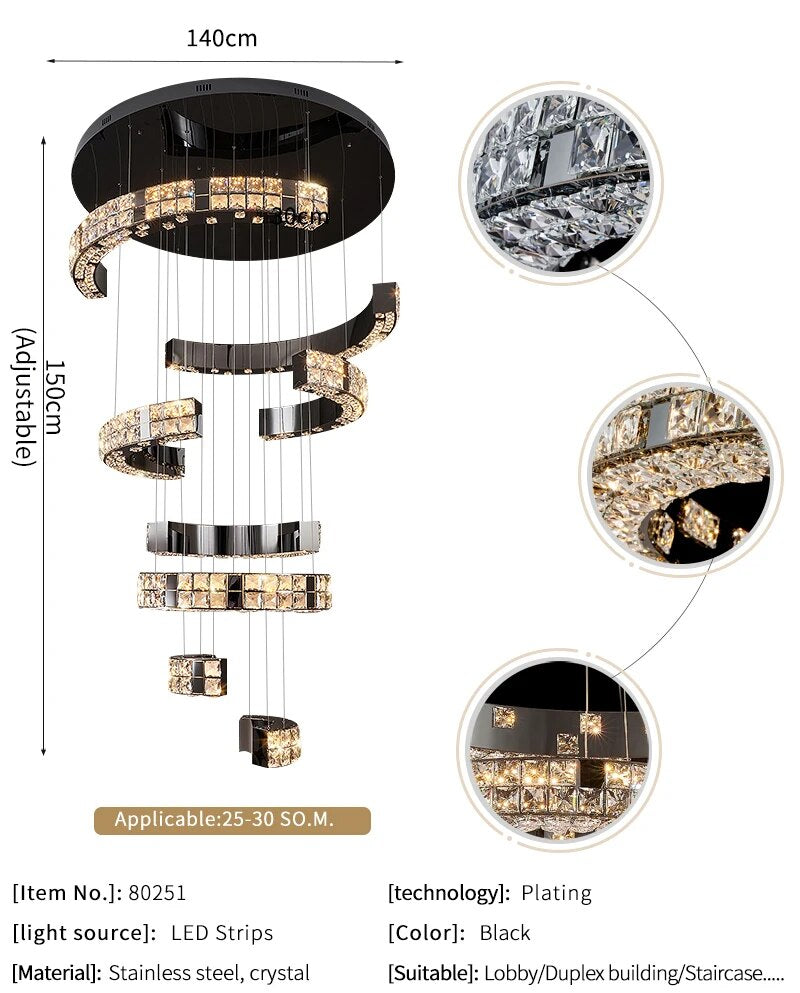 Ylk Memen Luxury Staircase Chandelier
