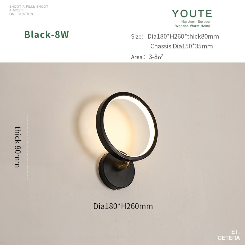 JM Nordic Wall Lamp Indoor Copper LED Bedside Light Decorative