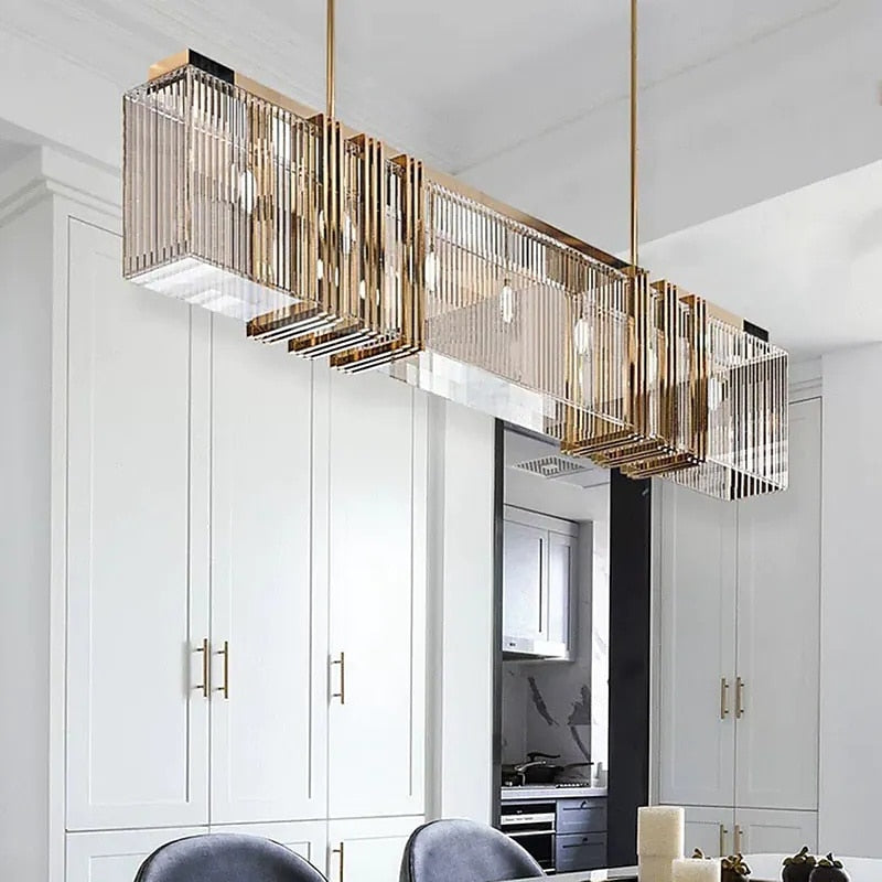 IIS Stainless Steel Hanging Pendant Light Crystal