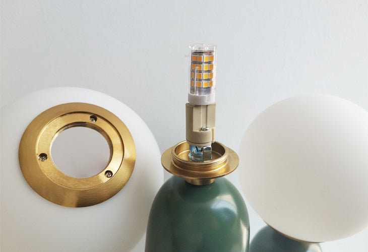 OUD Aubrey Glass Ball Table Lamp Green Pink Resin body