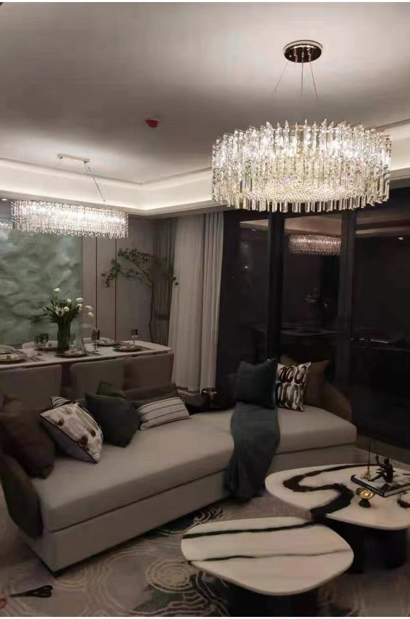 YLK Kitchen Island Modern Crystal Chandelier