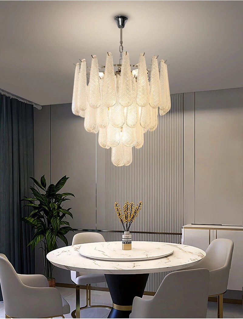 Ylk Murano White Glass Chandelier