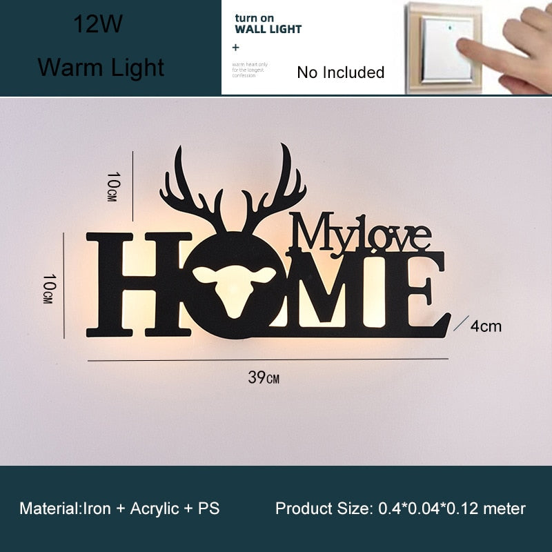 GRN HOME-FAMILY-LOVE Logo Creative Modern Acrylic Wall Lamp