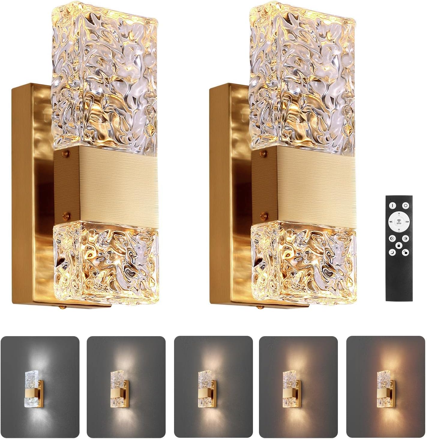 IIS Modern Crystal Lighting with Remote for Bedroom Living Room Hallway Bathroom Vanity
