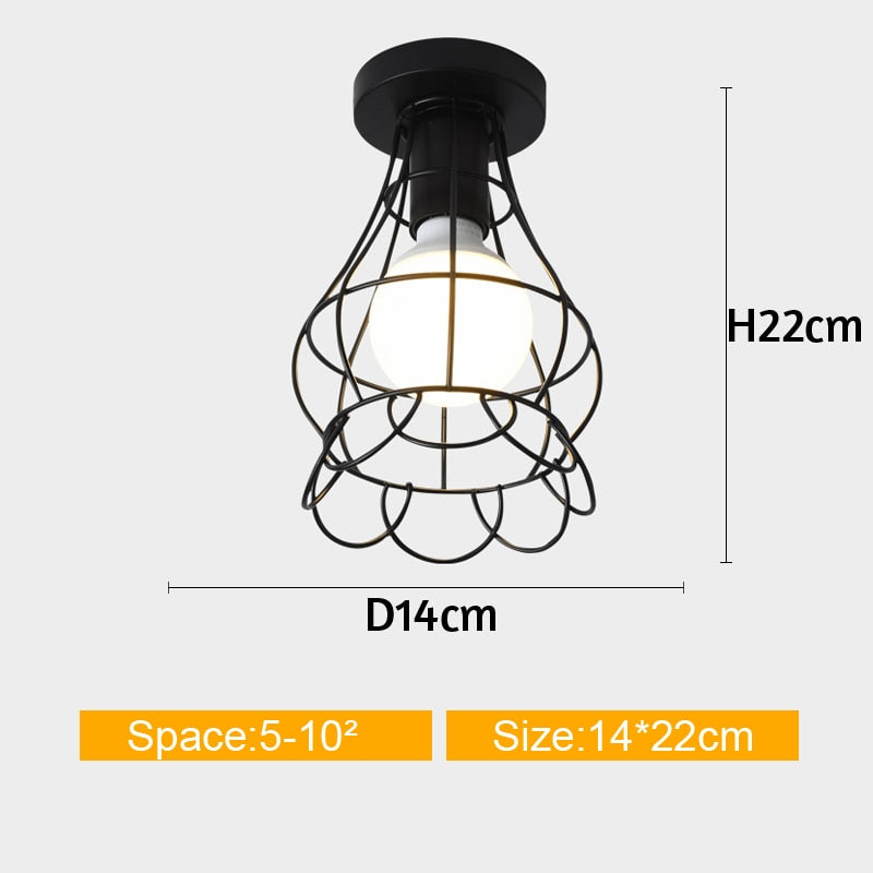 Iron Cage Metal Retro Ceiling Lamp