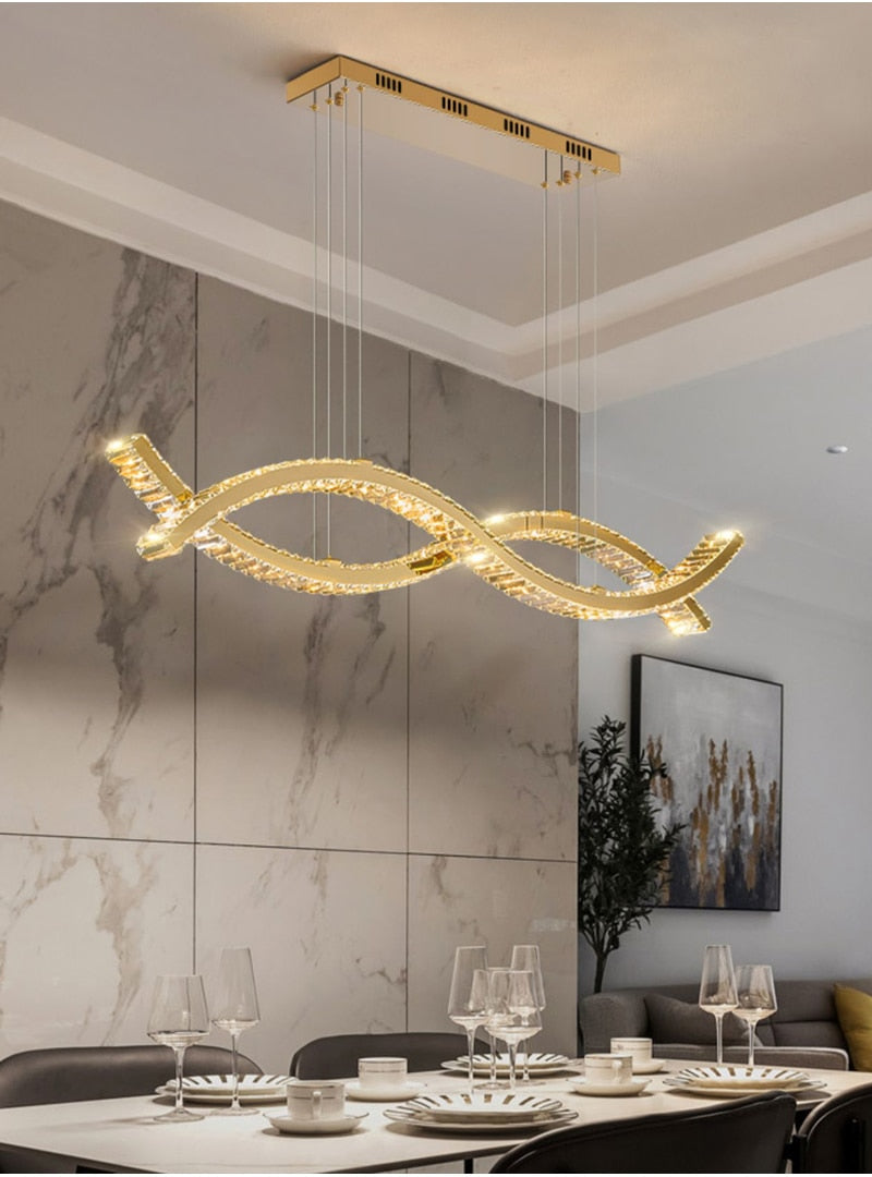 Ylk Wave Design Crystal Pendant Lamp