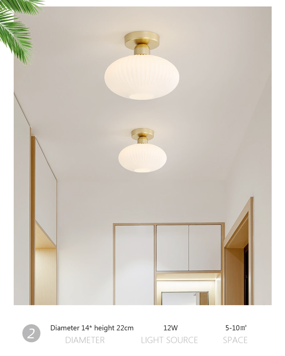 Wad Japanese-Style Glass Ceiling Lamp