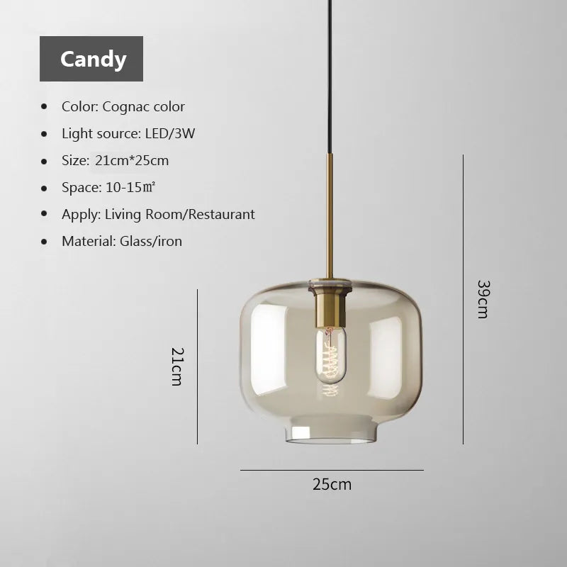 Nordic Industrial Glass LED Pendant