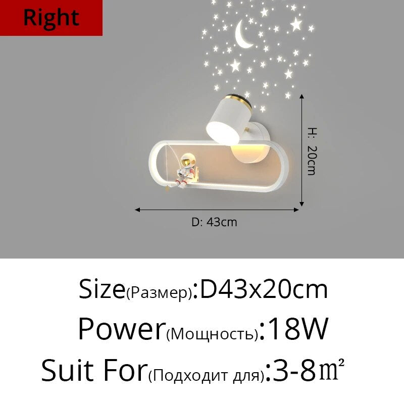 MAV Kid's room creative Wall Lamp Stars Projection Astronaut Decoration