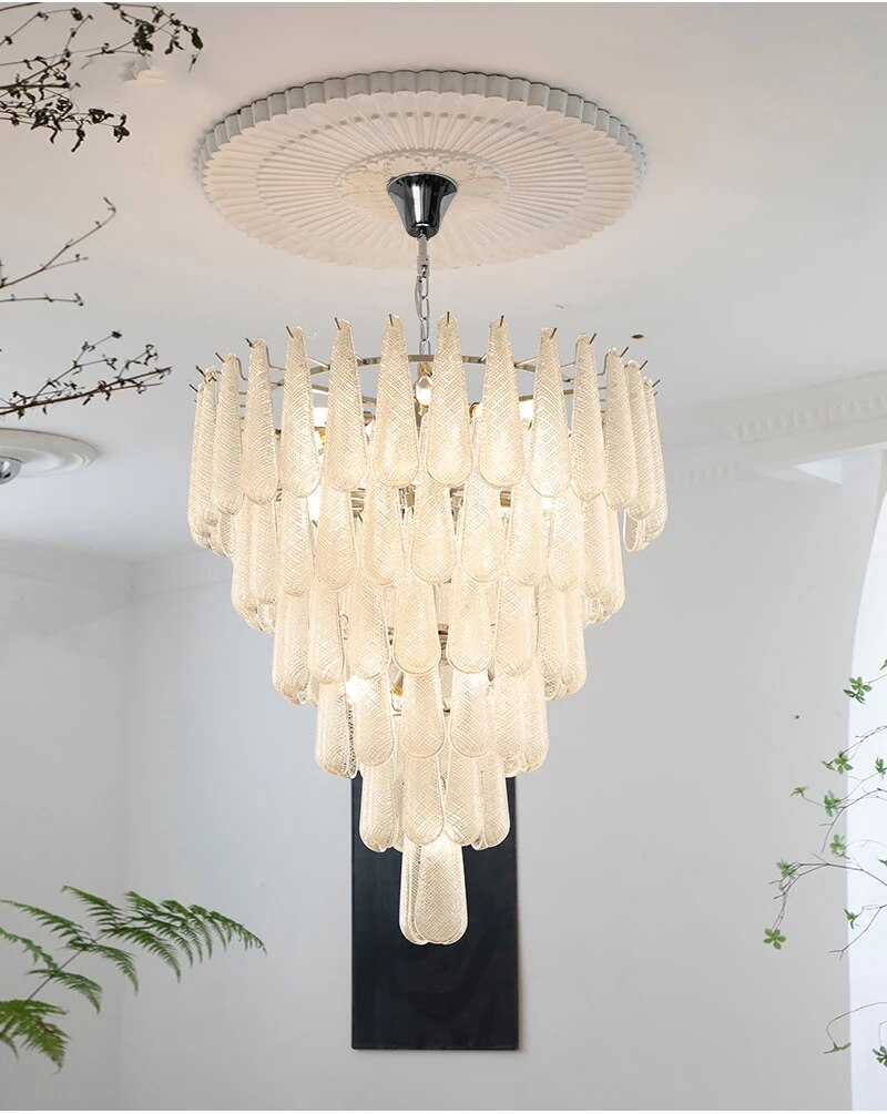 Ylk Murano White Glass Chandelier
