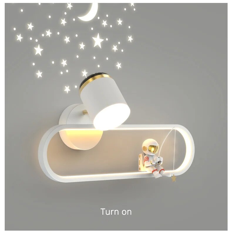 MAV Kid's room creative Wall Lamp Stars Projection Astronaut Decoration